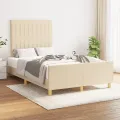 Cadre de lit avec tête de lit crème 120x190 cm tissu