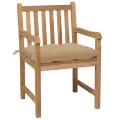 Chaises de jardin 4 pcs avec coussins beige Bois de teck solide