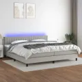 cadre de lit matelas LED Gris clair 200x200 cm Tissu