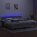cadre de lit matelas LED Gris clair 200x200 cm Tissu