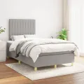 cadre de lit avec matelas Gris clair 120x200cm Tissu