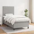 cadre de lit avec matelas Gris clair 100x200cm Tissu