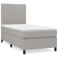 cadre de lit avec matelas Gris clair 100x200cm Tissu