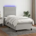 cadre de lit et matelas et LED Gris clair 100x200 cm