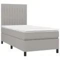 cadre de lit et matelas et LED Gris clair 100x200 cm