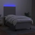 cadre de lit et matelas et LED Gris clair 100x200 cm