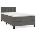cadre de lit et matelas Gris foncé 90x200 cm Velours