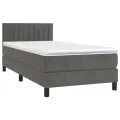 cadre de lit et matelas Gris foncé 90x200 cm Velours