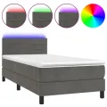cadre de lit avec matelas LED Gris foncé 100x200 cm