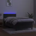 cadre de lit avec matelas LED Gris foncé 100x200 cm