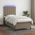 cadre de lit et matelas et LED Taupe 100x200cm Tissu