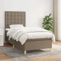 cadre de lit avec matelas Taupe 100x200 cm Tissu