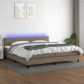 cadre de lit et matelas et LED Taupe 200x200cm Tissu