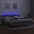 cadre de lit et matelas et LED Taupe 200x200cm Tissu