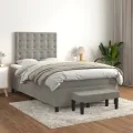 cadre de lit et matelas gris clair 120x190cm velours