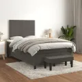 cadre de lit et matelas gris foncé 120x190cm velours