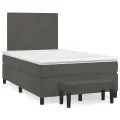 cadre de lit et matelas gris foncé 120x190cm velours
