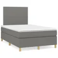 cadre de lit avec matelas gris foncé 120x190cm tissu