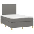 cadre de lit avec matelas gris foncé 120x190cm tissu