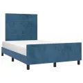 Cadre de lit avec tête de lit bleu foncé 120x190 cm velours