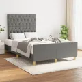Cadre de lit avec tête de lit gris foncé 120x190 cm tissu