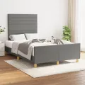 Cadre de lit avec tête de lit gris foncé 120x190 cm tissu