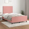 Cadre de lit avec tête de lit rose 120x190 cm velours