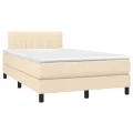 cadre de lit matelas et LED crème 120x190 cm tissu