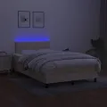 cadre de lit matelas et LED crème 120x190 cm tissu
