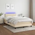 cadre de lit matelas et LED crème 120x190 cm tissu
