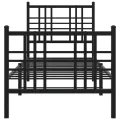 Cadre de lit métal avec tête de lit/pied de lit noir 80x200 cm