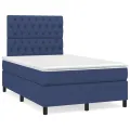 cadre de lit avec matelas bleu 120x190 cm tissu