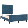 Cadre de lit avec tête de lit bleu foncé 120x190 cm velours