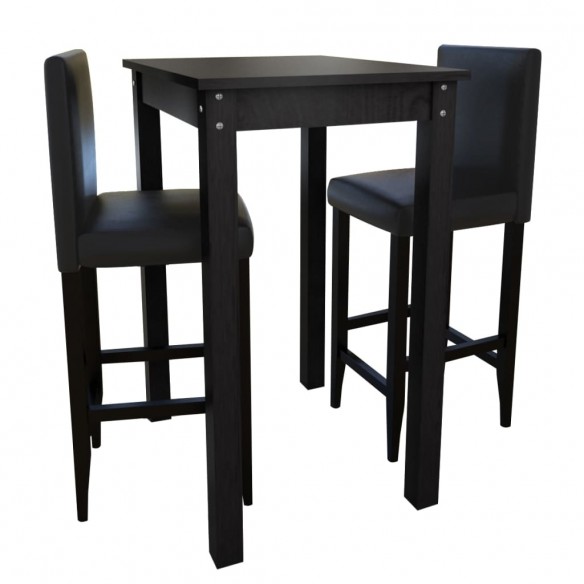 Set de 1 table de bar et 2 tabourets noir