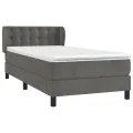 cadre de lit avec matelas Gris foncé 100x200 cm