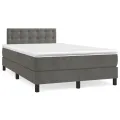 cadre de lit et matelas Gris foncé 120x200cm Velours