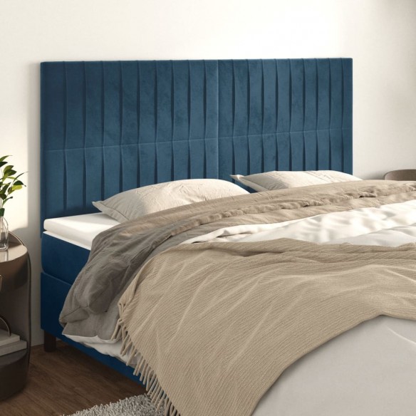 Têtes de lit 4 pcs Bleu foncé 90x5x78/88 cm Velours