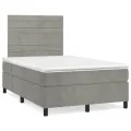 cadre de lit et matelas gris clair 120x190cm velours