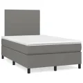cadre de lit avec matelas gris foncé 120x190cm tissu