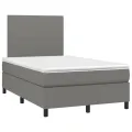 cadre de lit avec matelas gris foncé 120x190cm tissu
