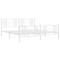 Cadre de lit métal avec tête de lit/pied de lit blanc 183x213cm