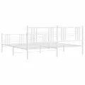 Cadre de lit métal avec tête de lit/pied de lit blanc 183x213cm