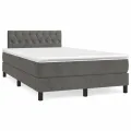 cadre de lit et matelas gris foncé 120x190cm velours