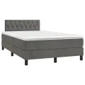 cadre de lit et matelas gris foncé 120x190cm velours