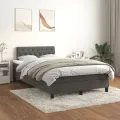 cadre de lit et matelas gris foncé 120x190cm velours