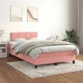 cadre de lit avec matelas rose 120x190 cm velours
