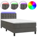 cadre de lit avec matelas LED Gris foncé 100x200 cm