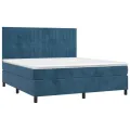 cadre de lit et matelas Bleu foncé 180x200cm Velours