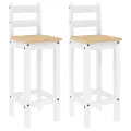 Chaises de bar 2 pcs blanc bois de pin solide
