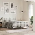 Cadre de lit métal avec tête de lit/pied de lit blanc 140x200cm